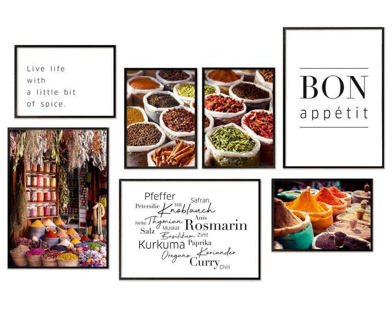 Hyggelig Home Poster Premium Poster Set - 7 Bilder Wandbilder Wohnzimmer Deko Collage, Genuss (Set, 7 St), Knickfreie Lieferung Qualitätsdruck Dickes Papier von Hyggelig Home