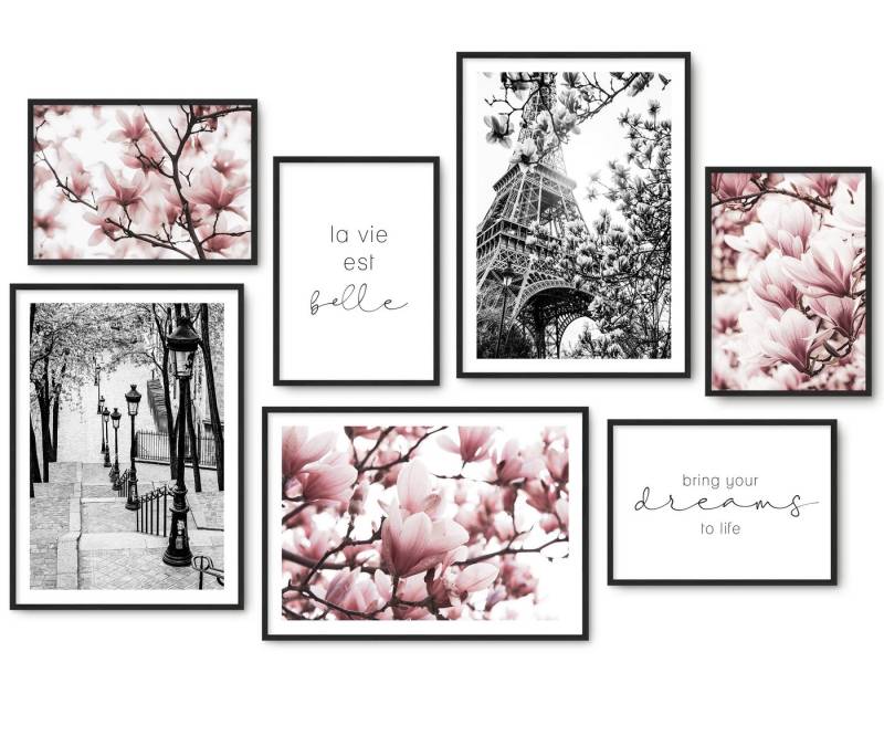 Hyggelig Home Poster Premium Poster Set - 7 Bilder Wandbilder Wohnzimmer Deko Collage, Natur (Set, 7 St), Knickfreie Lieferung Qualitätsdruck Dickes Papier von Hyggelig Home