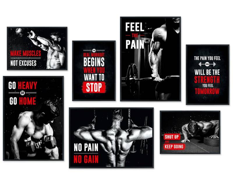 Hyggelig Home Poster Premium Poster Set - 7 Bilder Wandbilder Wohnzimmer Deko Collage, Sport (Set, 7 St), Knickfreie Lieferung Qualitätsdruck Dickes Papier von Hyggelig Home