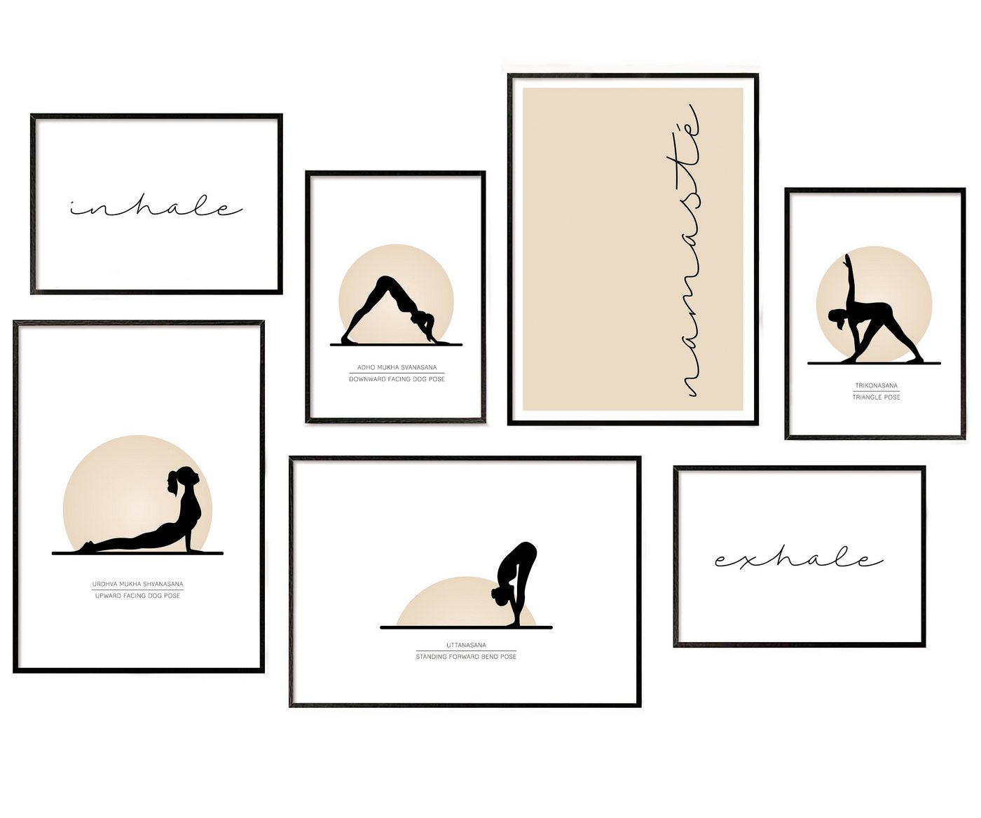 Hyggelig Home Poster Premium Poster Set - 7 Bilder Wandbilder Wohnzimmer Deko Collage, Yoga (Set, 7 St), Knickfreie Lieferung Qualitätsdruck Dickes Papier von Hyggelig Home