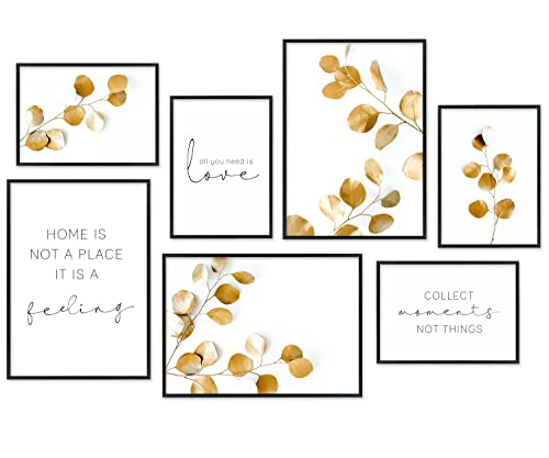Hyggelig Home Premium Poster Set - 7 hochwertige Gold Blätter Eukalyptus Bilder Pflanzen Wandposter - Set Good Vibes - mit Rahmen schwarz Hyggelig Home Premium Poster Set - 7 hochwertige Gold Blätter Eukalyptus Bilder Pflanzen Wandposter - Set Good Vibes - mit Rahmen schwarz von Hyggelig Home