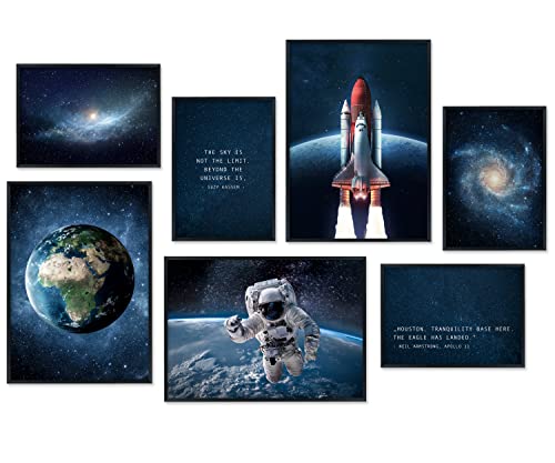 Hyggelig Home Premium Poster Set - 7 Weltraum Bilder - Weltall Jungenzimmer - Set Space von Hyggelig Home