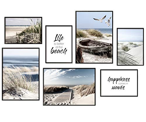 Hyggelig Home Premium Poster Set - 7 passende Bilder im stilvollen Set - Collage Bild Wand Deko - Set Ocean - ohne Rahmen von Hyggelig Home