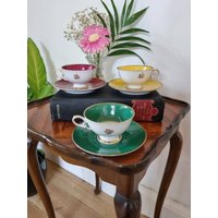 Bucka Und Nissen Art Deco Sockel Demitasse Tassen Untertassen von HyggeligtHjem