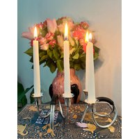 Wunderschönes Set Mit Zwei Mid Century Carl F Christiansen Cohr Denmark Silberplatten Doppel-Kerzenhaltern von HyggeligtHjem