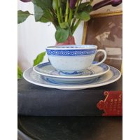 Wunderschönes Vintage Jingdezhen Porzellan Linglong Reisauge Trio Set von HyggeligtHjem