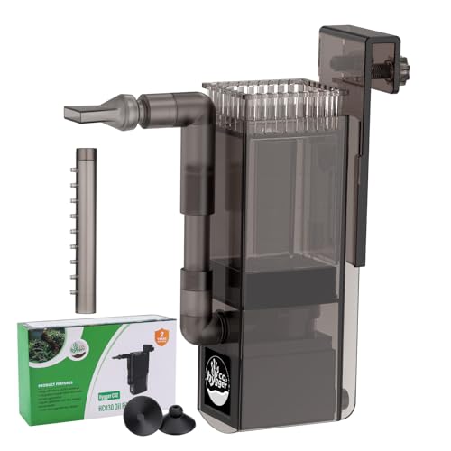Hygger CO2 Aquarium-Oberflächenskimmer bis zu 50 Gallonen Aquarien, 132 GPH Durchflussskimmer mit Dual-Auslass und Wellenmacher-Funktion, 6 W von Hygger CO2