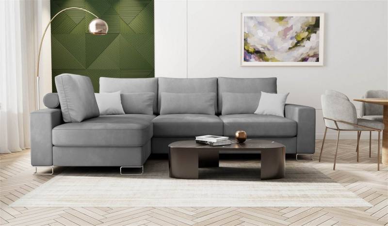 Hygger Möbelhaus Ecksofa Thomas L-Form Wahlweise mit Bettfunktion und Bettkasten, Orthopädischer und Großes Schlafplatz 192 x 220 cm, Komfort, Funktionalität und Elegantes Design, Hergestellt in Europa von Hygger Möbelhaus