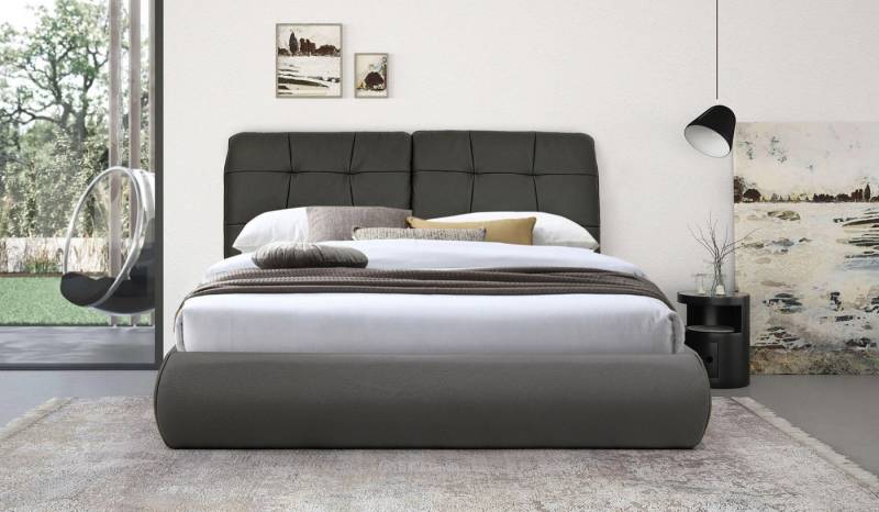 Hygger Möbelhaus Polsterbett Bett Milan – luxuriöser Schlafkomfort mit edlem Echtleder (Kopfteilhöhe 110 cm, mit verstellbaren Kopfstützen., Liegefläche 160 x 200 cm), Hergestellt in Europa von Hygger Möbelhaus