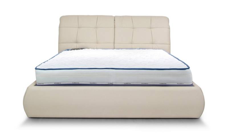 Hygger Möbelhaus Polsterbett Bett Milan Echtes Leder, Robuster Rahmen (Kopfteilhöhe 110 cm, mit verstellbaren Kopfstützen., Liegefläche 160 x 200 cm), Hergestellt in Europa von Hygger Möbelhaus