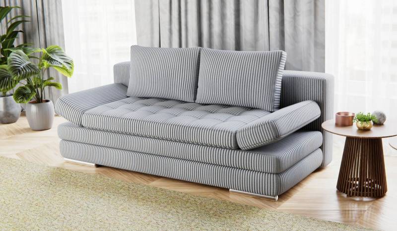 Hygger Möbelhaus Schlafsofa „Barni" Sofa mit Bettfunktion 145 x 202 cm, Inkl. Armteilverstellung, 3-Sitzer-Sofa mit Wellenunterfederung, Federkern, und geräumigem Bettkasten – hoher Sitzkomfort & praktischer Stauraum von Hygger Möbelhaus