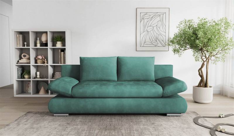 Hygger Möbelhaus Schlafsofa NEXT mit Bettfunktion 202х145 und Bettkasten, inkl. Armteilverstellung, Couch inkl. Wellenunterfederung und Federkern., Liegefläche: 145 × 202 cm. Hergestellt in Europa von Hygger Möbelhaus