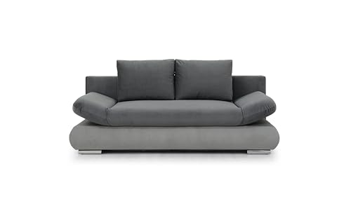 Hygger Next Schlafsofa mit Bettkasten 140x200 cm – 2 Sitzer Sofa mit Schlaffunktion – Ausziehbare Schlafcouch für Wohnzimmer – Modernes Design & Komfort (Velours-Delano, Dunkelgrau) von Hygger