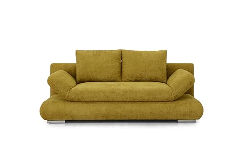 Hygger Next Schlafsofa mit Bettkasten 145x202 cm – 2 Sitzer Sofa mit Schlaffunktion – Ausziehbare Schlafcouch für Wohnzimmer – Modernes Design & Komfort (Clivia, Gelb) von Hygger