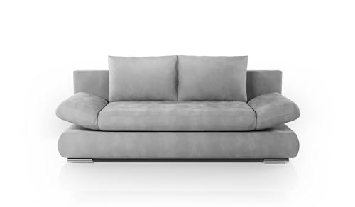 Hygger Next Schlafsofa mit Bettkasten 145x202 cm – 2 Sitzer Sofa mit Schlaffunktion – Ausziehbare Schlafcouch für Wohnzimmer – Modernes Design & Komfort (Mikrofaser Simples, Grau) von Hygger