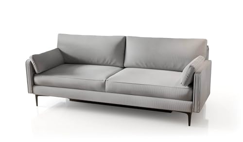 Hygger Schlafsofa mit Bettkasten 155x206 cm Magic – Schlafsofa mit Abnehmbaren Armlehnen, Taschenfederkern – Schlafcouch mit Metallfüßen – 2 Sitzer Sofa (Cord Lincoln, Grau) von Hygger