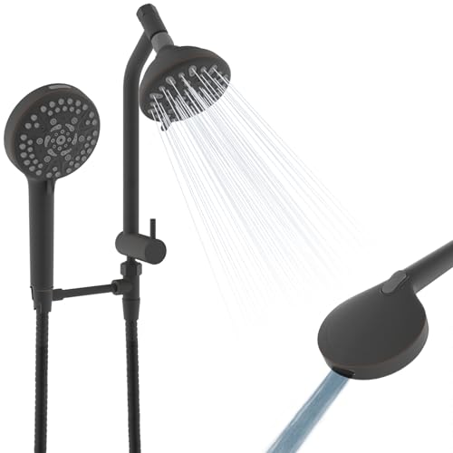 Metall-Doppelduschkopf, leicht zu erreichen, Hochdruck-Handbrause, 10 Strahlarten, Regenduschkopf, Combo mit 27,9 cm Duschverlängerungsarm, 180,3 cm Schlauch, 3-Wege-Umsteller, Messingduschhalter Metall-Doppelduschkopf, leicht zu erreichen, Hochdruck-Handbrause, 10 Strahlarten, Regenduschkopf, Combo mit 27,9 cm Duschverlängerungsarm, 180,3 cm Schlauch, 3-Wege-Umsteller, Messingduschhalter von Hygie Rinse