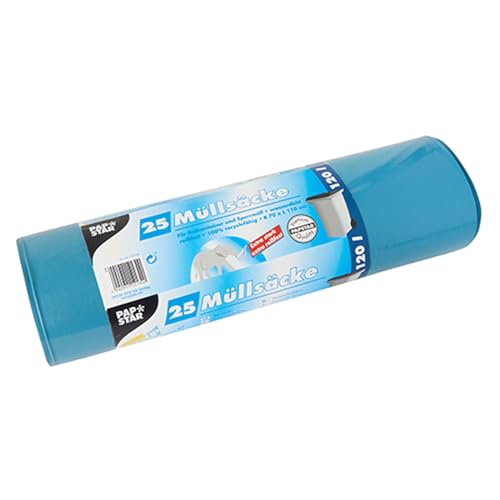 PAPSTAR 1 Karton = 4x25 Müllsäcke, LDPE 120 l 110 cm x 70 cm blau 12132 von PAPSTAR