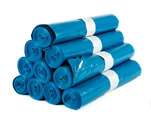 Hygiene VOS 100 Stück Stabile Müllsäcke Abfallsack Extra Stark 70 cm breit und 110 cm lang - 10 Rollen zu je Blau Müllbeutel mülltüten 120l Fassungsvolumen - Aus Umweltfreundlicher Reyclingfoli von Hygiene VOS