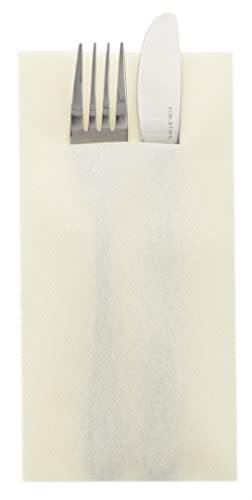 Besteckserviette aus GMIAir, Ideal für private Feiern und Gastronomie, 40 x 40 cm, 1/8 Falz, 75 Stück, Farbe champagner von Hygiene gmi