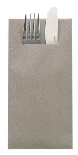 Besteckserviette aus GMIAir, Ideal für private Feiern und Gastronomie, 40 x 40 cm, 1/8 Falz, 75 Stück, beige grey von Hygiene gmi