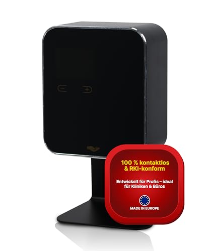 Hygiene365® Desinfektionsspender Automatisch mit LCD-Display Schwarz – 480ml Aluminium Seifenspender Wandmontage & Standgerät – nachfüllbar – Made in Germany von Hygiene365