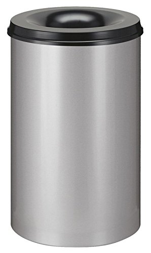 Hygieneprofi Top-Select Feuerlöschender Papierkorb 110 Liter, Farbe:Aluminium/Schwarz von Hygieneprofi Top-Select