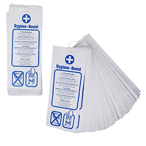 Hygienebeutel mit Spender im Set, Hygiene-Bag-Halter, Draht-Spender + 500 Damen-Papier-Hygienebeutel aus Zellulose-Papier von Hygienical Betriebsbedarf