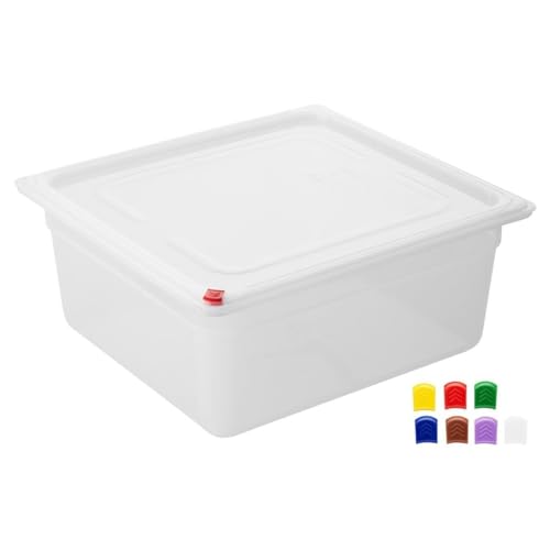 Hygiplas Click PP GN Pfanne 2-3 mit Deckel & 7 Farb-Clips, 150 mm, 12 L, 4 Stück von Hygiplas