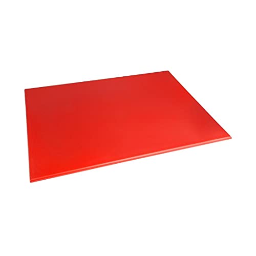 Hygiplas High Density Schneidebrett - groß, rote Farbcodierung - Vorbereitung von rohen Fleischprodukten, Größe: 12(H) x 600(B) x 450(L)mm, HDPE Schneidebrett, gewerbliche und private Küche, J011 von Hygiplas