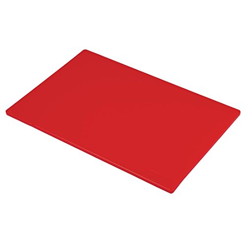 Hygiplas LDPE-Schneidebrett, rot farbcodiert - Rohfleischvorbereitung, Standardgröße: 12(H) x 450(B) x 300(L)mm, Polyethylen niedriger Dichte, nicht porös, verhindert die Aufnahme von Aromen und Gerüchen, J255 von Hygiplas