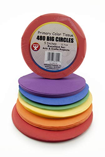 Hygloss 88155 Tissue Paper Circles Products Seidenpapier-Kreise, 12,7 cm, Primärfarben, 480 Stück von Hygloss