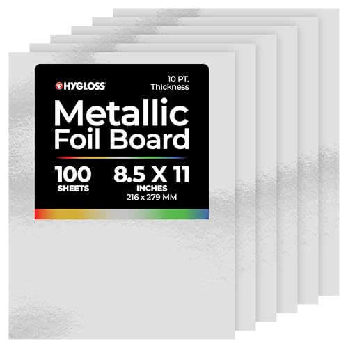 Hygloss, Silberfarbene Metallic-Folienplatten, Kunst und Handwerk, Klassenzimmer-Aktivitäten und Kartenherstellung, 21,6 x 27,9 cm, 100 Stück von Hygloss