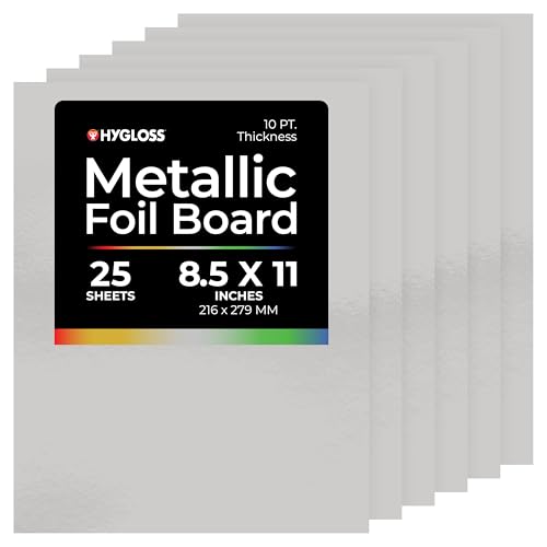 Hygloss Metallic-Folienbrett, 21,6 x 27,9 cm, 25 Blatt, Mattes Silber, für Kunst und Handwerk, Klassenzimmer-Aktivitäten und Künstler, Papier, 21,6 x 27,9 cm von Hygloss