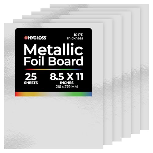 Hygloss Blatt Silber, Products Metallic-Folientafel, 21,6 x 27,9 cm, silberfarben, 25 Stück, Papier von Hygloss