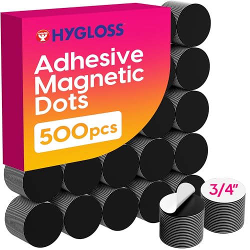 Hygloss 61405 Round Magnets Self Adhesive Magnetic Coins (500 Pieces), 3/4", Black von Hygloss