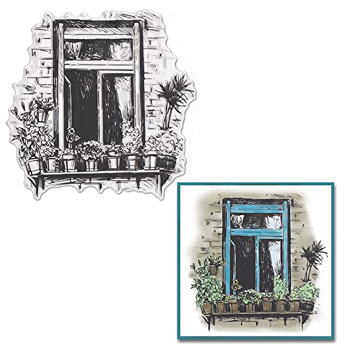 Hying Vintage Window Flower Clear Stamps for Card Making, Spring View Potted Plant Transparent Rubber Stamps for Bullet Journal DIY Scrapbook Decoration Handmade Crafts Notebook Hying Vintage Window Flower Clear Stamps for Card Making, Spring View Potted Plant Transparent Rubber Stamps for Bullet Journal DIY Scrapbook Decoration Handmade Crafts Notebook von Hying