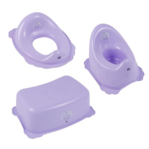 Hylat Baby Set 3 in 1 - Toilettensitz für Kinder mit Tritthocker und Töpfchen für Kinder ab 2 Jahre - sicher, stabil, bequem Toilettentrainer aus BPA-freiem Plastik, Farbe: Lila, Motiv:Yeti von Hylat Baby