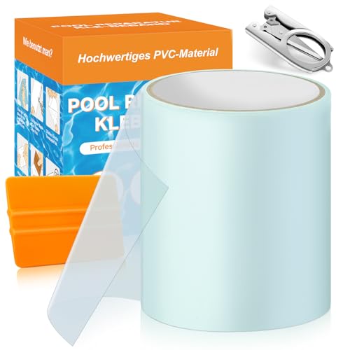 Hymarvo Pool Reparaturset Unterwasser,10x150cm Pool Flicken Selbstklebend Set,PVC Pool Flickzeug Klebeband Wasserdichtes,Unterwasserkleber Flex Tape für Pool,Poolfolie,Schlauchboot,Luftmatratze von Hymarvo