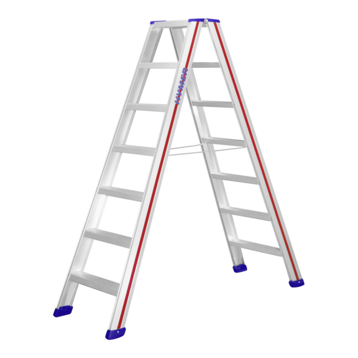 B-Ware Hymer Stufenstehleiter Trittleiter Leiter Beidseitig Begehbar 2x8 Stufen Silber B-Ware Hymer Stufenstehleiter Trittleiter Leiter Beidseitig Begehbar 2x8 Stufen Silber von Hymer