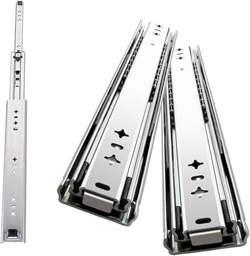 HynJGih 2 Stück industrielle Hochleistungs-Schubladenschienen, Kugellager-Schubladenschienen, 3-Fach gefaltet, Vollauszug(56 Inch(1400 mm)) von HynJGih