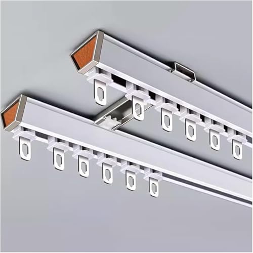 HynJGih Doppelte Vorhangschiene, deckenmontierte Hochleistungs-Vorhangschienen, gerade Raumteiler-Vorhangstange for den Heimgebrauch(Bianco,7.5m/24.6ft) von HynJGih