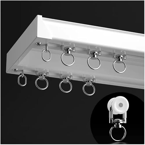 HynJGih Doppelte Vorhangschiene for Ankleidezimmer/Wohnzimmer/Schlafzimmer, weißes Vorhangschienensystem mit Beschlägen(Alloy Wheel,3m/9.8ft) von HynJGih