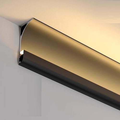 HynJGih Fußleiste indirekt beleuchtet, multifunktionale LED-Streifenkanäle, kein LED-Streifen, einfach zu installieren (Schwarz, 8 m/26,2 ft) von HynJGih