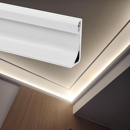 HynJGih Fußleiste indirekt beleuchtet, multifunktionale LED-Streifenkanäle, ohne LED-Streifen, einfach zu installieren (Weiß, 6 m / 19,6 ft) von HynJGih