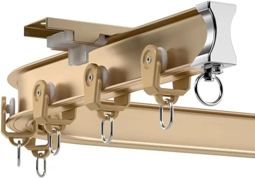 HynJGih Gewölbte Gardinenschiene Deckenmontage, robustes Aluminium flexibles Raumteilerschienensystem (Gold,3m/9.8ft) von HynJGih