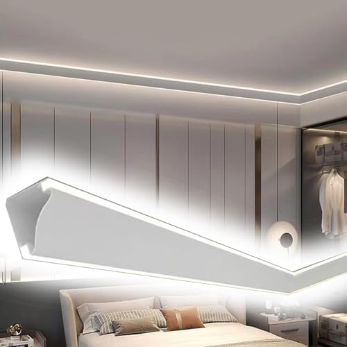 HynJGih Indirekte Beleuchtung für Wand- und Deckenpaneele, LED-Streifen-Schiene, LED-Licht-Diffusor-Profil, einfach zu installieren (14 m) von HynJGih