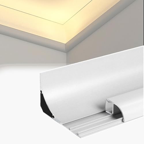 HynJGih Lineare LED-Kanäle aus Aluminium, Diffusoren mit LED-Streifen, Rahmen/Sockelleisten für Wand-Profile (2 m/6,5 ft) von HynJGih