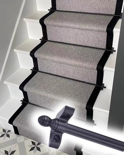HynJGih Messing-Treppenteppichstange, Hohle Treppenteppich-Gleitstange mit rundem Endstück, dekorative Treppen-Gleitstangen(140cm/55.1in/4.6ft) von HynJGih