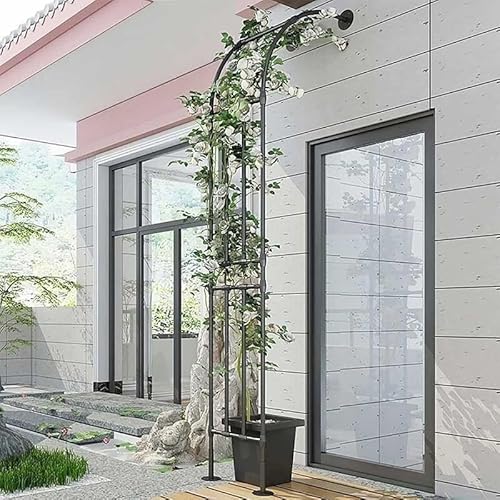 HynJGih Schwarzer Halbbogen, Gitterbogen for die Gartenwand im Freien, Kletterrosenrankenstützen, Gartenbogen(2.4 * 2.4m) von HynJGih